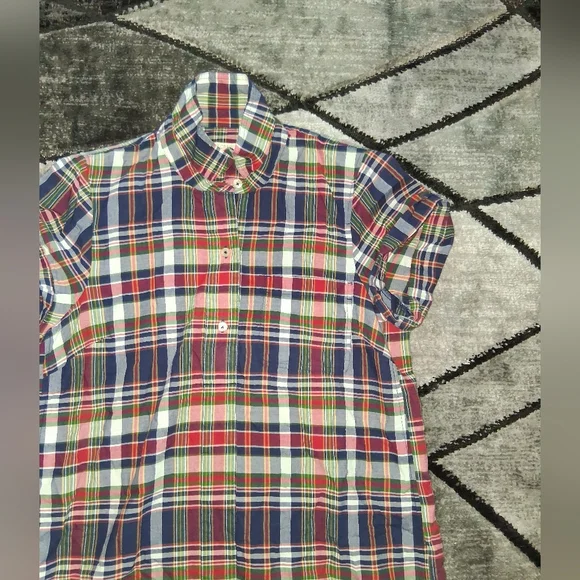 EUC J. Crew Factory Madras Size XL Plaid Button Down Shirt Dress!! - Picture 7 of 14